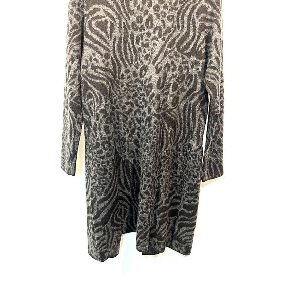 FORTUNE + IVY Cardigan Duster Sweater Animal Print Gray Women's Large NEW - Picture 7 of 12